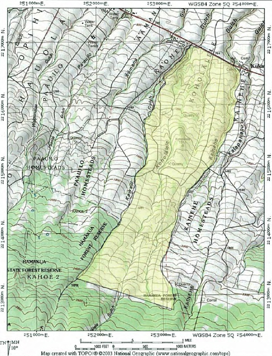 Koholalele Map, courtesy Draft EA