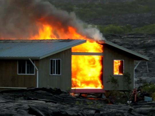 Lava destroys home in Kalapana