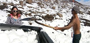 Mauna Kea snow shoveling