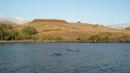 Puukohola Heiau National Historic Site, as seen from the ocean. Photo courtesy the National Park Service.