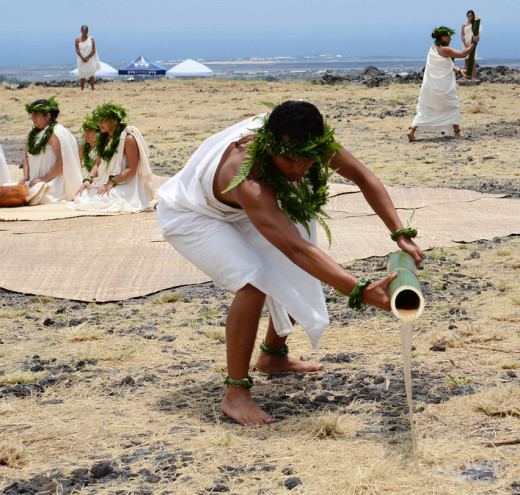 Hawaiian ceremony conducted during new Palamanui campus groundbreaking on Tuesday in Kona, photo courtesy UH News