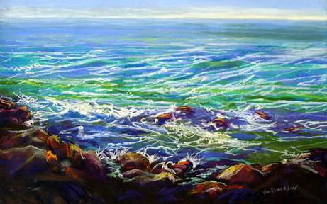 Ili, The Earth's Skin Is Ocean, pastel on paper by Vicki Penney-Rohner, ($850)