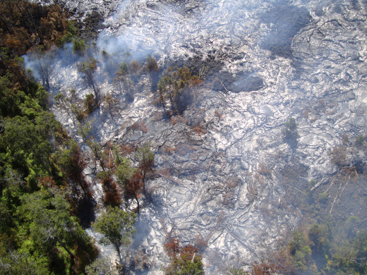 USGS photo: The flow, which consists of slowly moving pahoehoe, has widened but advanced little over the past two weeks.