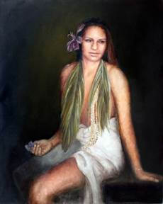 Wahine II, oil on canvas by Kira Kamamalu Ventrella, ($2600)