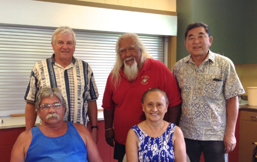 Top left:  James Albertini, Samuel Kaleleiki and Ronald Fujiyoshi. Bottom left: Palikapu Dedman and Nohea Crutcher