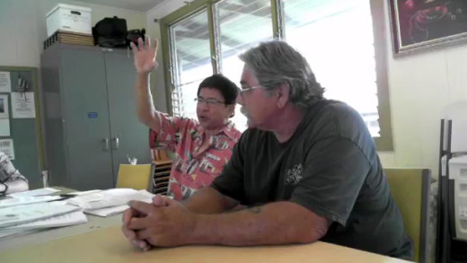 Palikapu Dedman, Ohana Hoopakele president (right) and Bill Chang (left), taken from Occupy Hawaii video.