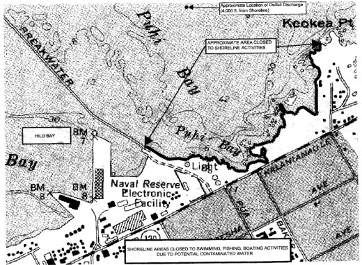 DEM map shows location of discharge and closed shoreline