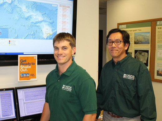 Hawaiian Volcano Observatory seismologists will talk about Hawaii’s history of destructive earthquakes in two public presentations on October 1, 2013.  Wes Thelen (left) and Paul Okubo (right), will speak in Hawai‘i Volcanoes National Park and at the University of Hawai‘i at Hilo, respectively.