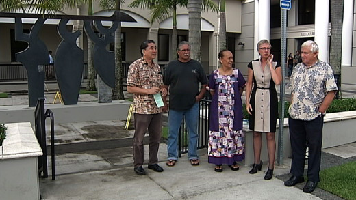 Ohana Ho'opakele meets outside Hale Kaulike in Hilo