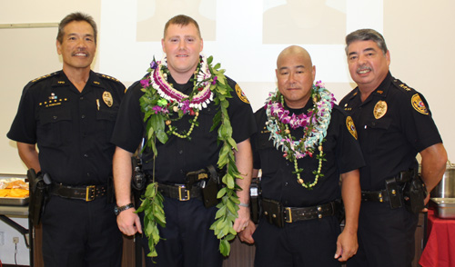 Police Chief Harry Kubojiri, Officer Joshua Gouveia, Officer Garrett Hatada, Deputy Police Chief Paul Ferreira, courtesy Hawaii County Police