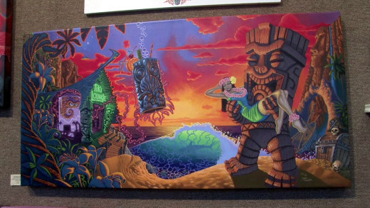 Have you seen this painting? "Forbidden Island" has been illegally reproduced on various products, according to the artist behind the work, "Tiki Shark" Brad Parker