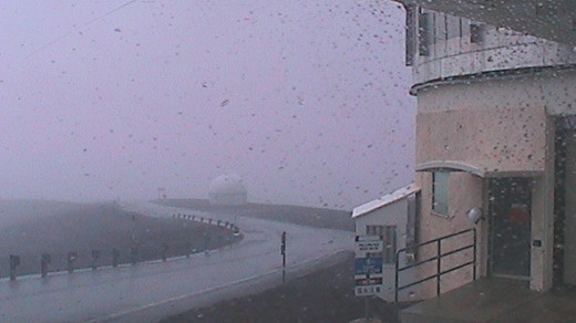 High winds hit the summit of Mauna Kea. Photo from Joint Astronomy Centre webcam at 1:15 p.m. HST