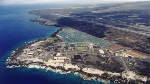 Aerial view over NELHA in Kona, courtesy State of Hawaii