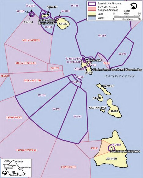 from Figure 24-10 of the draft EA, showing special use airspace in Hawaii