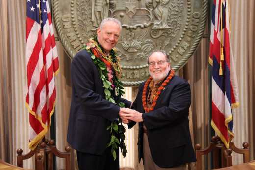 Judge Michael D. Wilson and Governor Neil Abercrombie, courtesy State of Hawaii