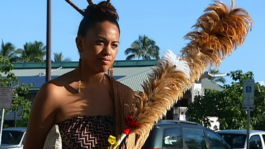 Hāwane Rios stands outside the Hilo's Hale Kaulike courthouse on Thursday morning.