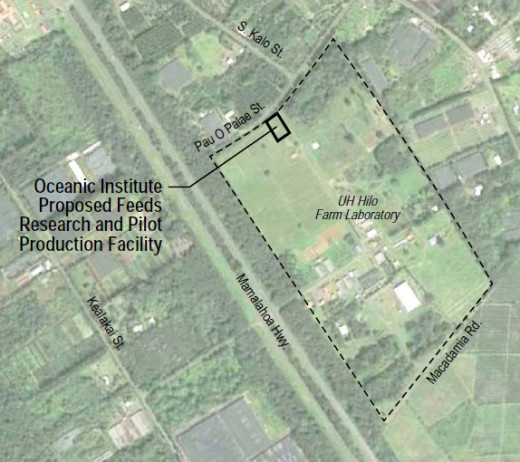 Map shows where the project would be situated in the Pana'ewa Ag Park. 