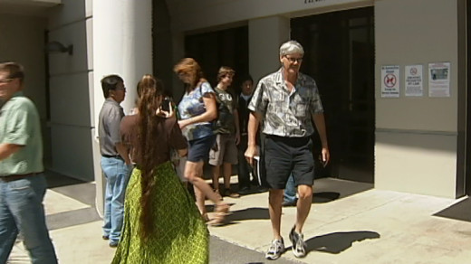 Outside Hilo courthouse after judge grants TRO on GMO registration on the Big Island 