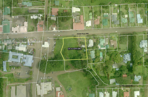 TMK map showing the location of the property in Hawi. It was noted that the overlay showing boundaries and easements is off a little. It should be shifted left.