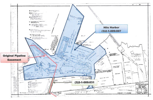 Map shows location of pipeline, from BLNR submittals