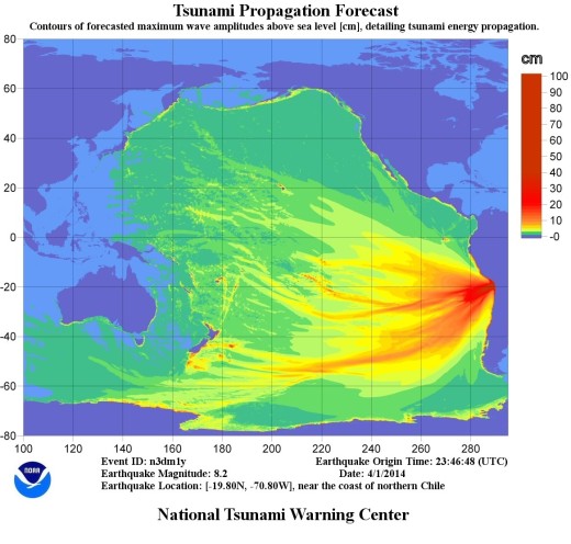 Energy map courtesy the National Oceanic and Atmospheric Administration's / National Weather Service "National Tsunami Warning Center"