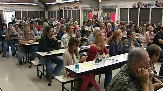 The Waimea Middle School cafeteria was filled with members of an interested community Thursday night