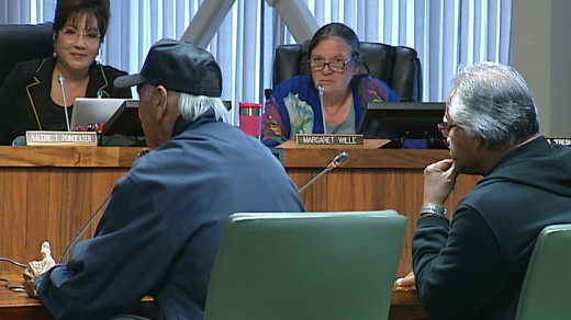 Dan Kama (left) and Wendell Kaehuaea (right) address the council
