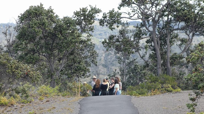 February 2014: IUCN delegation and Hawaii Committee members hike trails and key geological and historic spots in Hawaii Volcanoes National Park, courtesy DLNR