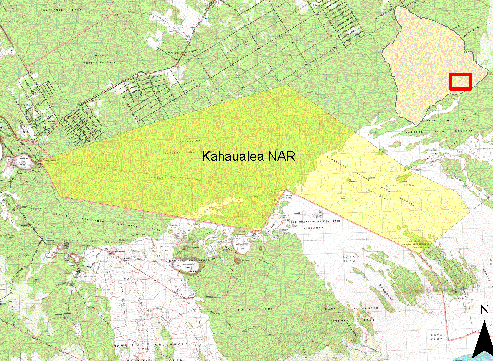 This map from the DLNR website shows the area of the Kahaualea NAR, which was established in  April of 1987, with an additional area added in 2010. 