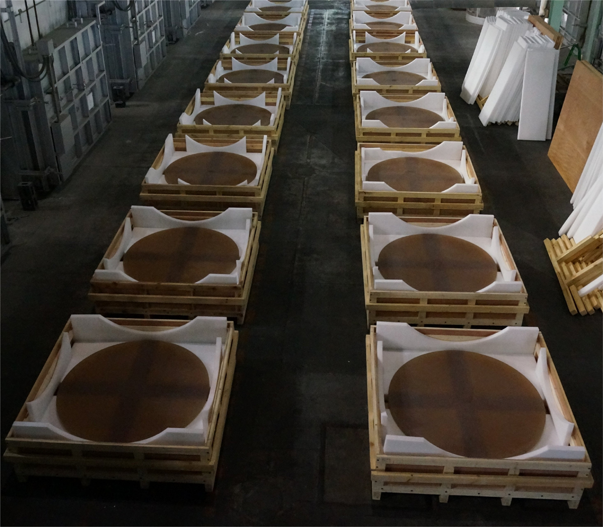 TMT primary mirror blanks, produced by OHARA in Japan. CREDIT: Thirty Meter Telescope