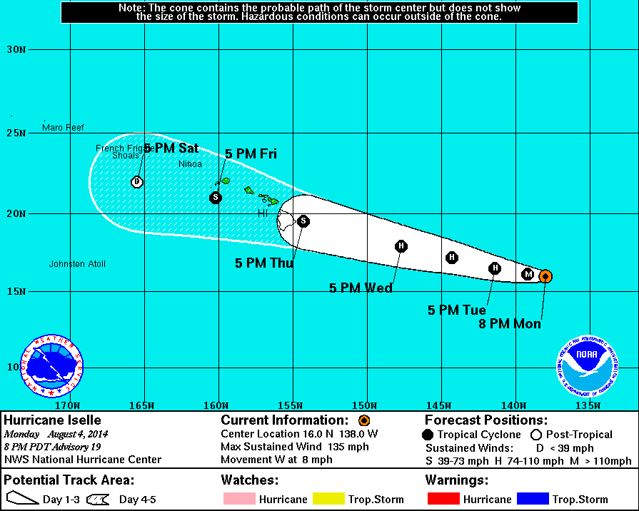 Hurricane Iselle track