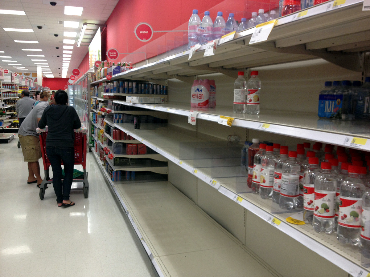 Water flew off the shelves in Hilo last night. 