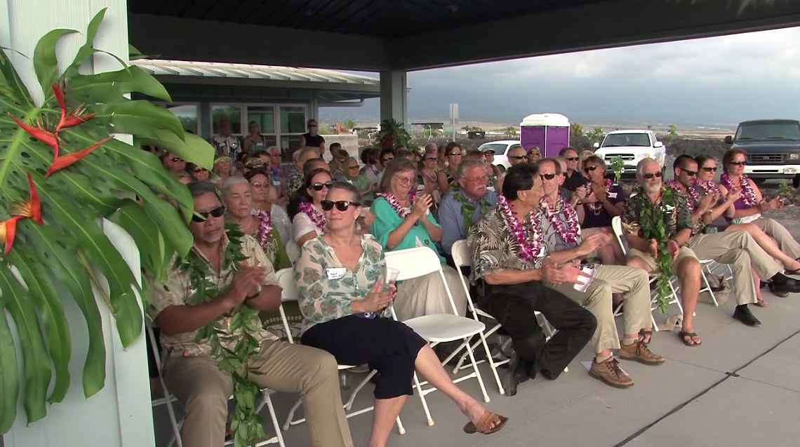 The crowd in attendance cheers, courtesy The Marine Mammal Center.