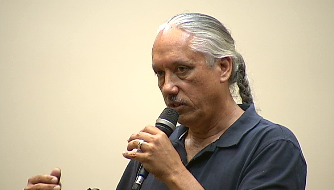 E. Kalani Flores testifies before the OHA Board of Trustees on Pohakuloa.