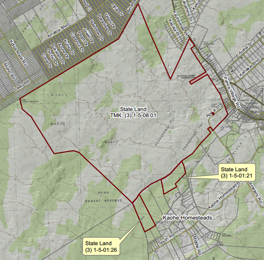 Map of Unencumbered State Lands that are now closed, courtesy DLNR