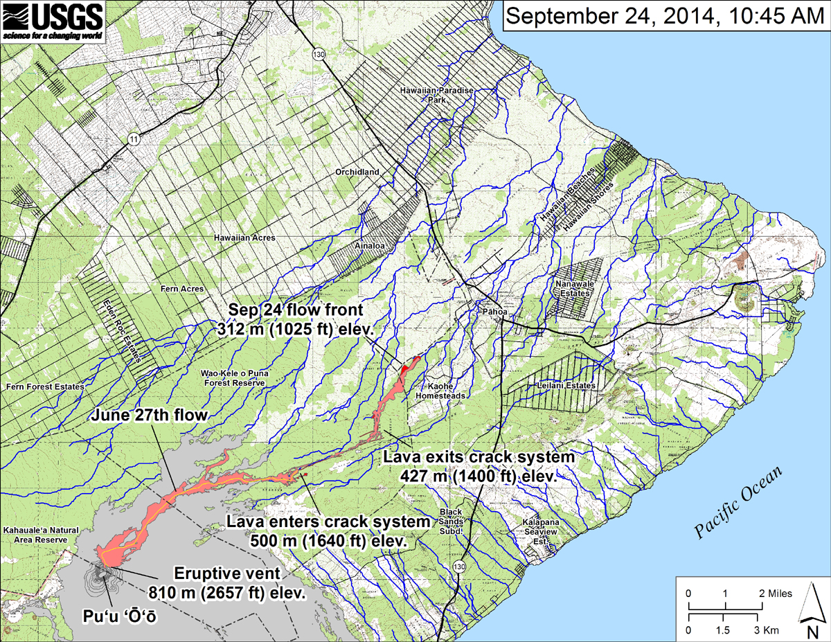 USGS Hawaiian Volcano Observatory map of the June 27 lava flow as of September 24
