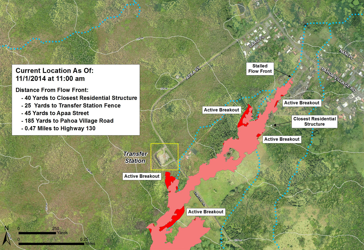 Civil Defense Lava Flow Map - Updated Saturday, 11/1/14 at 11:00 am