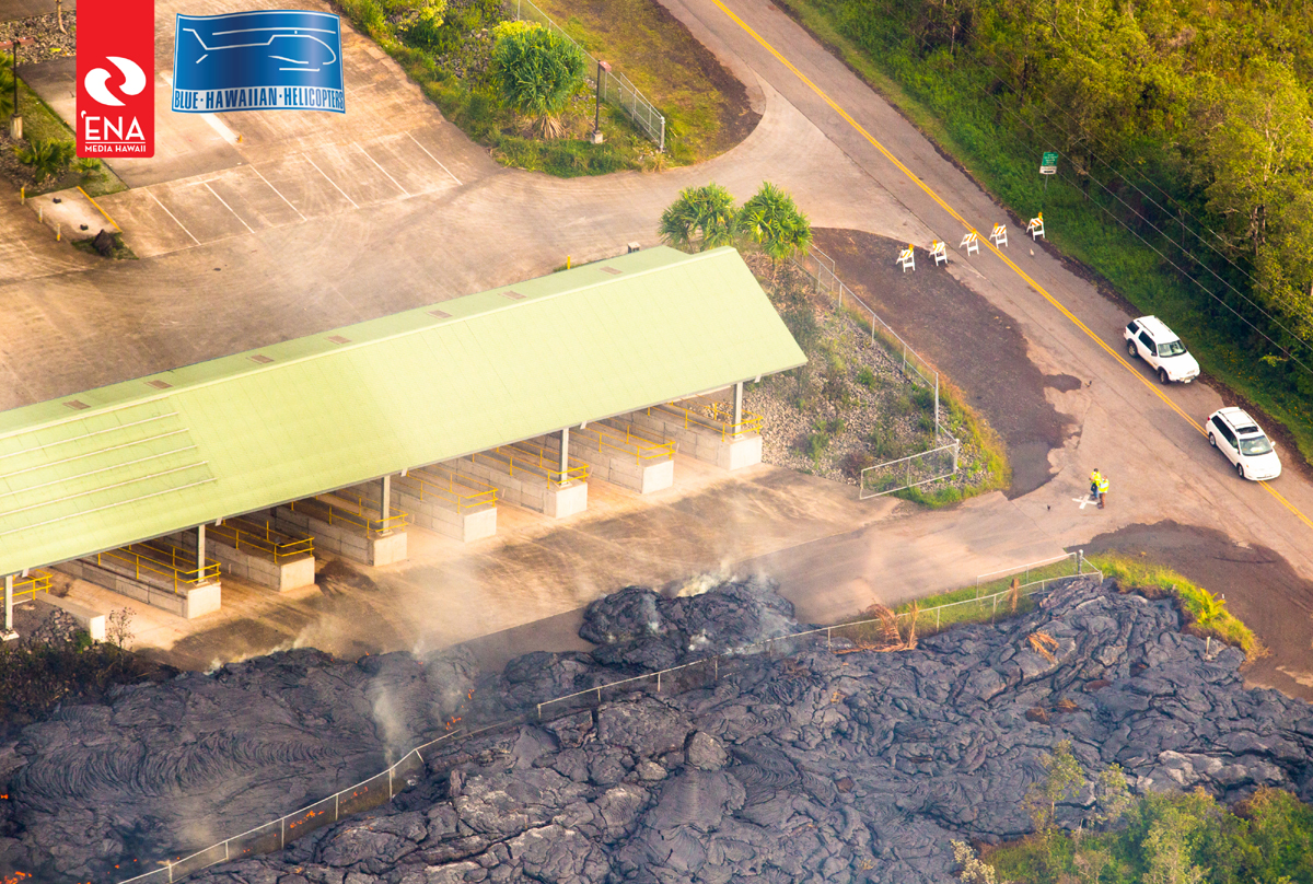 Lava continues to enter transfer station area. Photo courtesy Ena Media Hawaii on Nov. 13, 2014.