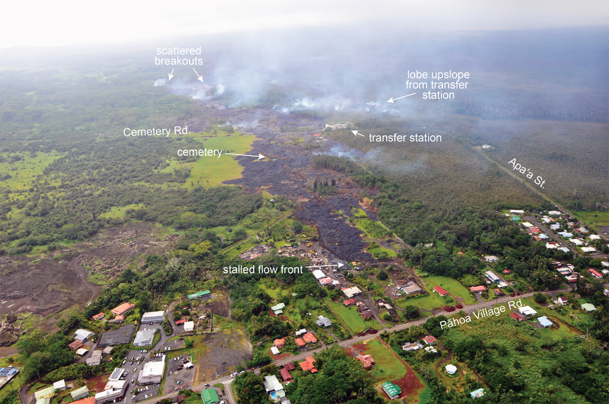 USGS HVO overflight photo taken on Nov. 14 with breakouts and other features labelled.