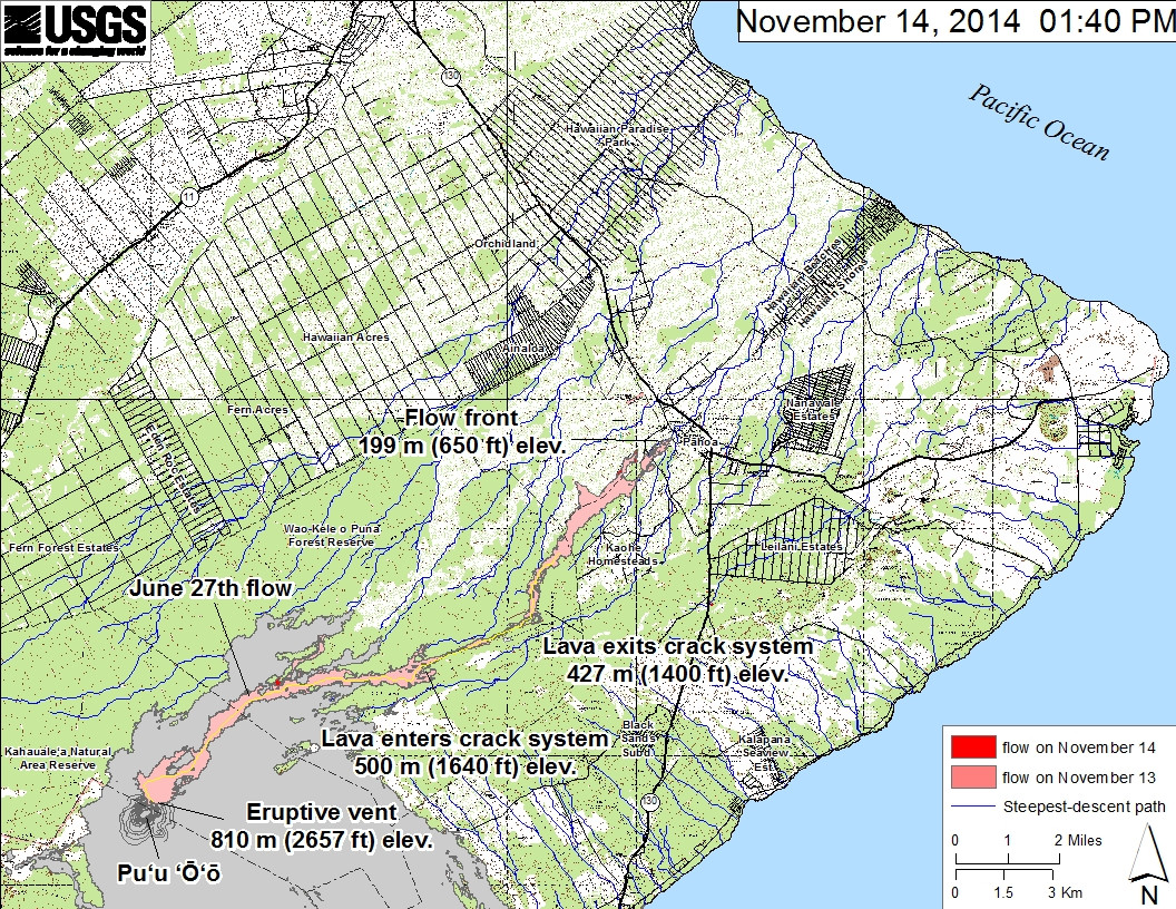 This small-scale USGS map shows the June 27th lava flow in Kīlauea’s East Rift Zone in relation to lower Puna
