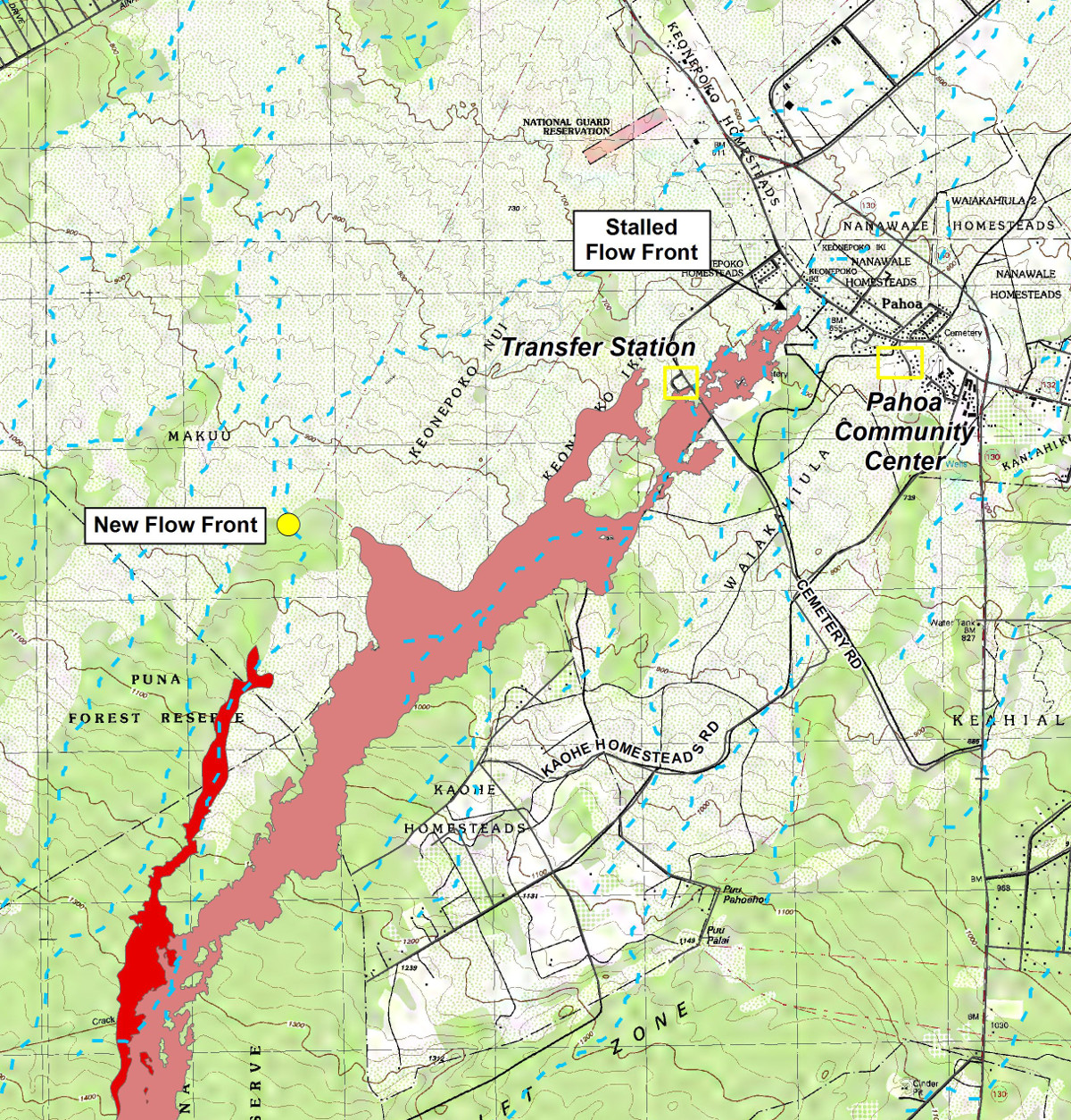 Civil Defense Lava Flow Map - Updated Friday, 12/5/14 at 7:00 am