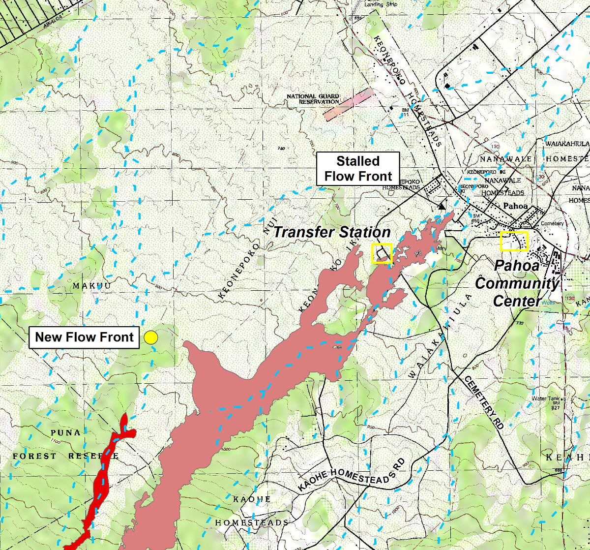 (INSET) Civil Defense Lava Flow Map - Updated Sunday, Dec. 7 at 7 a.m.