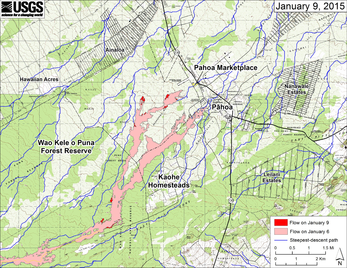 Large-scale map of Kīlauea’s East Rift Zone lava flow, courtesy USGS HVO.
