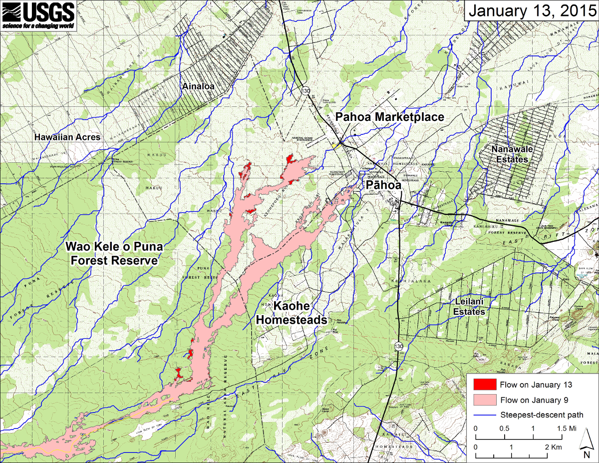 USGS Hawaiian Volcano Observatory map (Jan. 13, 2015)