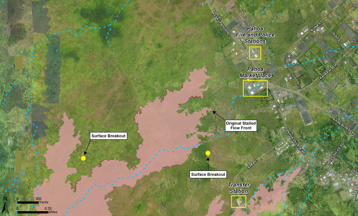 Inset of a Civil Defense Lava Flow Map updated Tuesday, 2/17/15 at 7:00 am