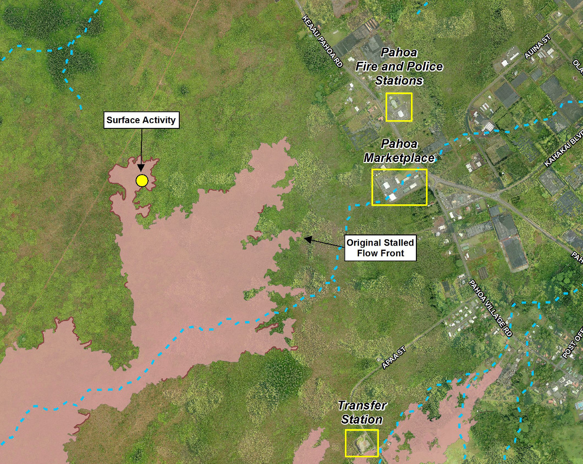 Civil Defense Lava Flow Map with Imagery - Updated Friday, 2/27/15 at 7:00 am