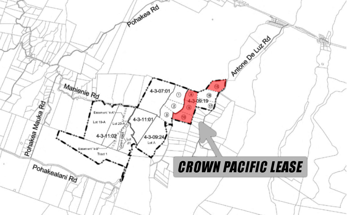 Tax Map shows the leased parcels in Paauilo.