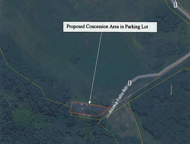 Image from the DLNR submittal shows the location of the concession at Akaka Falls State Park.