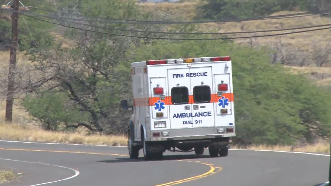 An ambulance seen leaving Hapuna on Wednesday. Image taken from video by Visionary Video 