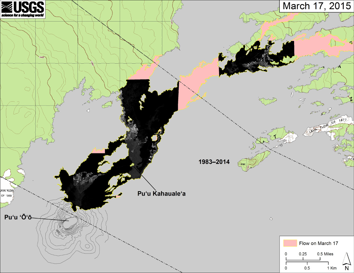 USGS map (March 17, 2015) of proximal flow field with thermal overlays